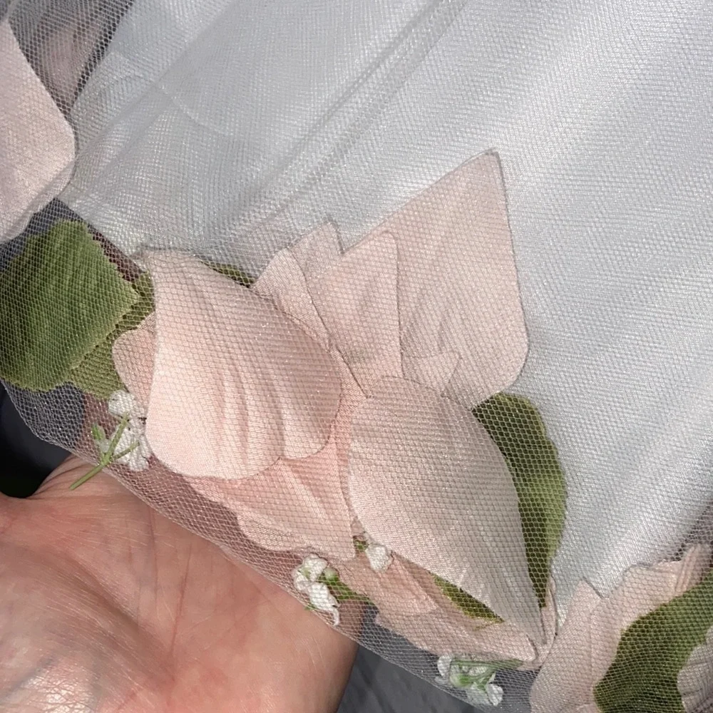 Us Angels 4T White and Pink Petal Tulle Flower Girl Dress